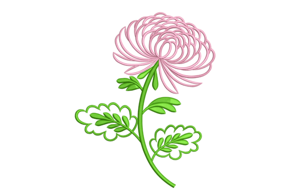 Chrysanthemum Outline Flower: Elegant Embroidery