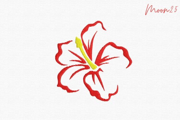 Outline Hibiscus Flower: Elegant Tropical Embroidery