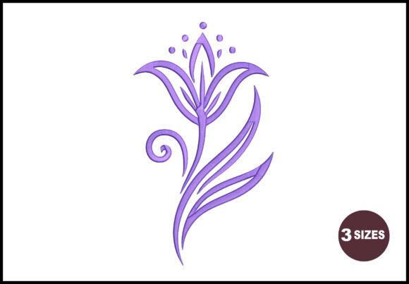 Purple Swirl Flower: Modern Embroidery for Etsy